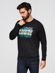 Men's printed sweatshirt worn over the head - black V3 OM-SSPS-0156