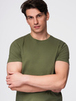 T-shirt męski klasyczny bawełniany BASIC - khaki V6 OM-TSBS-0236