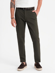 Męskie spodnie chino REGULAR FIT z delikatną strukturą – ciemnozielone V4  OM-PACP-0184