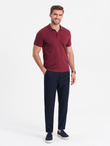 Męskie spodnie chino z gumką w pasie SLIM FIT - granatowe V3 OM-PACP-0157
