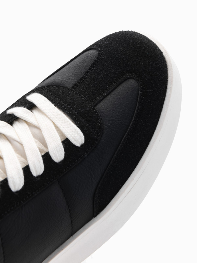 Męskie oldschoolowe sneakersy na grubej podeszwie – czarne V4 OM-FOSL-0170
