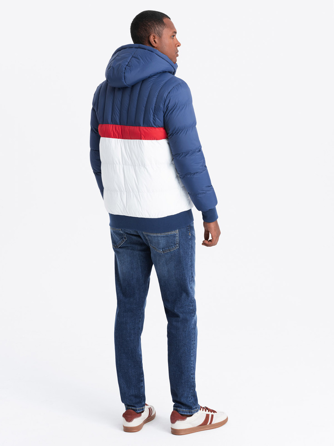 Men's colorful retro sports jacket - blue and white V1 OM-JALP-0175