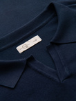 Men's buttonless polo shirt with classic weave - navy blue V1 OM-POSS-0159
