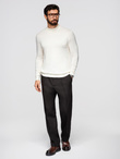 Men's knitted half turtleneck with viscose - cream V4 OM-SWTN-0100