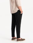 Spodnie męskie chino z ozdobną taśmą w pasie SLIM FIT – czarne V1 OM-PACP-0118