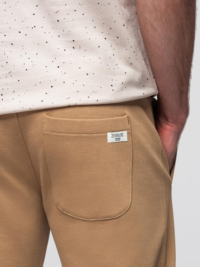 Men's sweatpants with unlined leg - brown V2 OM-PABS-0206