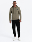 Men's kangaroo hoodie with logo - olive V4 OM-SSNZ-0162