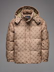 Men's jacquard patterned puffer jacket-brown V2 OM-JAHP-0195