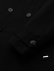 Elegancki płaszcz męski trencz SLIM FIT z paskiem – czarny V2 OM-COSC-0126