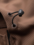 Men's lightweight jacket of combined materials with hood and decorative quilting - light brown V2 OM-JANP-0160