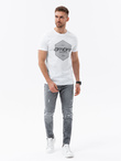 T-shirt męski bawełniany z nadrukiem - biały V1 S1753