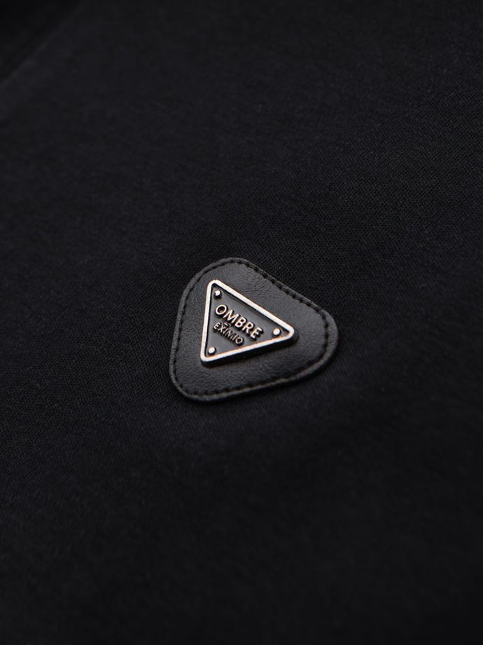 Men's polo shirt with zip neckline - black V6 OM-POSS-0148