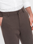 Spodnie męskie chino z gumką w pasie SLIM FIT - czekoladowe V2 OM-PACP-0158