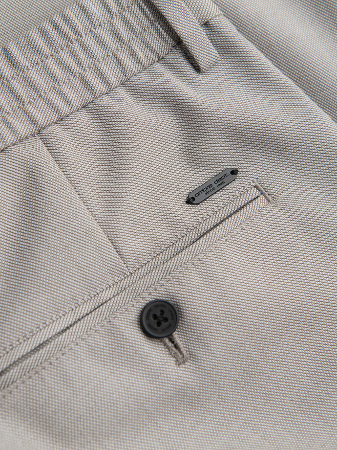 Men's REGULAR FIT chino pants with elastic waistband - gray-beige V1 OM-PACP-0157