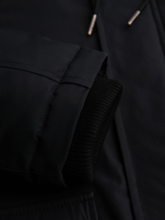 Klasyczna długa męska kurtka typu parka – czarna V6 OM-JAPJ-0313