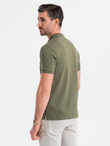 Men's polo shirt with zip neckline - olive V5 OM-POSS-0148