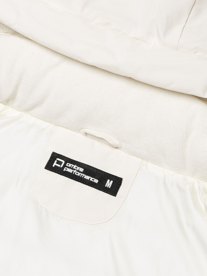 Men's winter jacket with detachable hood - cream V2 OM-JAHP-0150