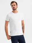 BASIC men's cotton t-shirt set with round neckline - black/white/maroon V6 OM-TSBS-0232