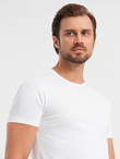 BASIC men's cotton t-shirt set with round neckline - black/white/maroon V6 OM-TSBS-0232