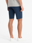 Men's SLIM FIT shorts in structured knit fabric - navy blue V1 OM-SRCS-0169 
