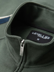 Men's sweatshirt with high collar and stripes - olive V2 OM-SSZP-0219
