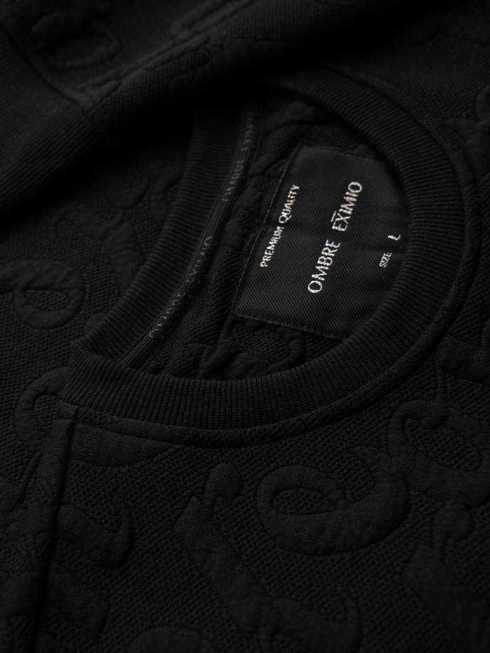 Men's RELAXED FIT sweatshirt with embossed letters - black V1 B1712