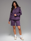 Dresowe szorty unisex ze ściągaczem w pasie – fioletowe V13 OU-SRBC-0101