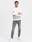 Men's OVERSIZE sweatshirt with contrasting color combination - white and gray V1 B1673