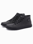 Men's high top canvas sneakers shoes - black V1 OM-FOTH-0186