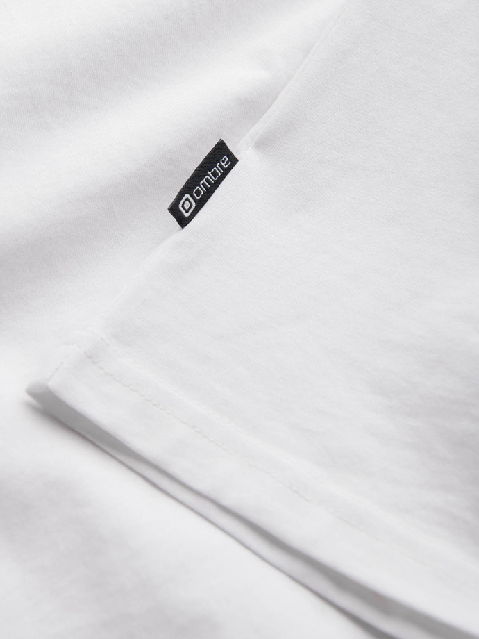 T-shirt męski bawełniany z nadrukiem na kieszonce Ombre Streetstyle – biały V8 OM-TSCT-0108