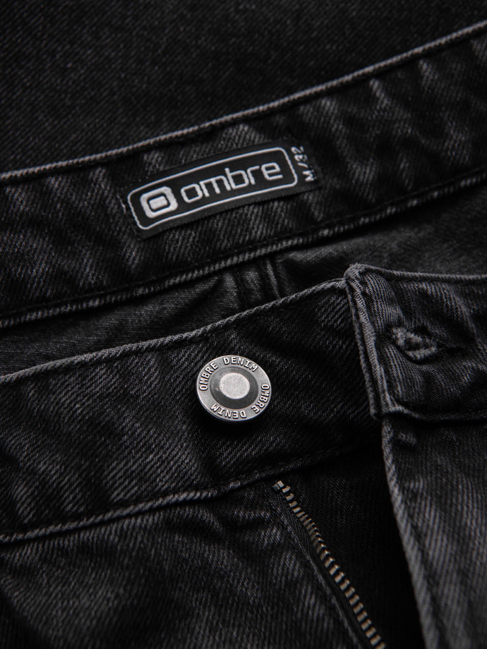 Men's taper fit denim pants with holes - black V2 P1028