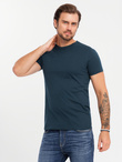 Zestaw męskich t-shirtów bawełnianych BASIC z okrągłym dekoltem – czarny/biały/granatowy V1 OM-TSBS-0232