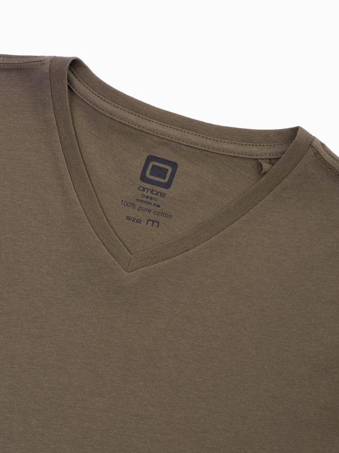 Classic men's BASIC neckline T-shirt - dark olive V6 S1369