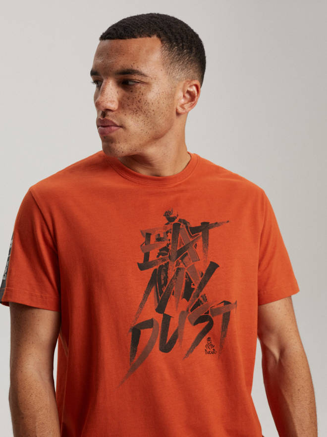 T-shirt męski z nadrukiem DKR D 0623 S1826 - pomarańczowy