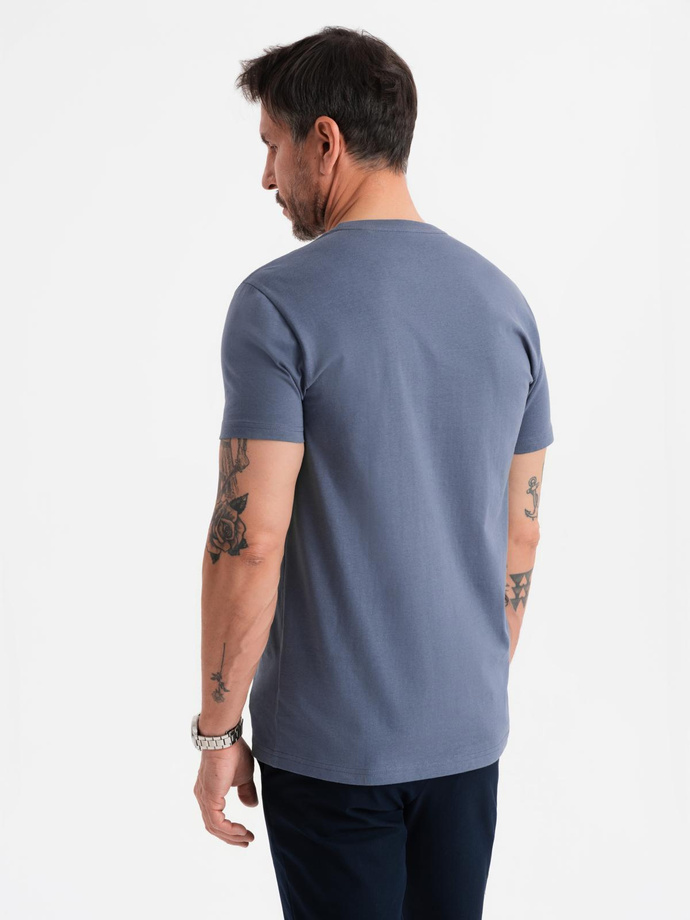 BASIC men's classic cotton T-shirt - blue denim V7 OM-TSBS-0236