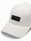 Men's baseball cap with visor and rectangular patch - cream V2 OM-ACCS-0104 