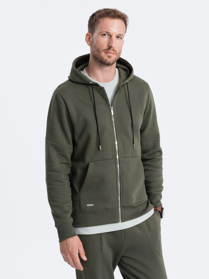 Men's sweatshirt set unbuttoned sweatshirt + pants - olive V2 Z63