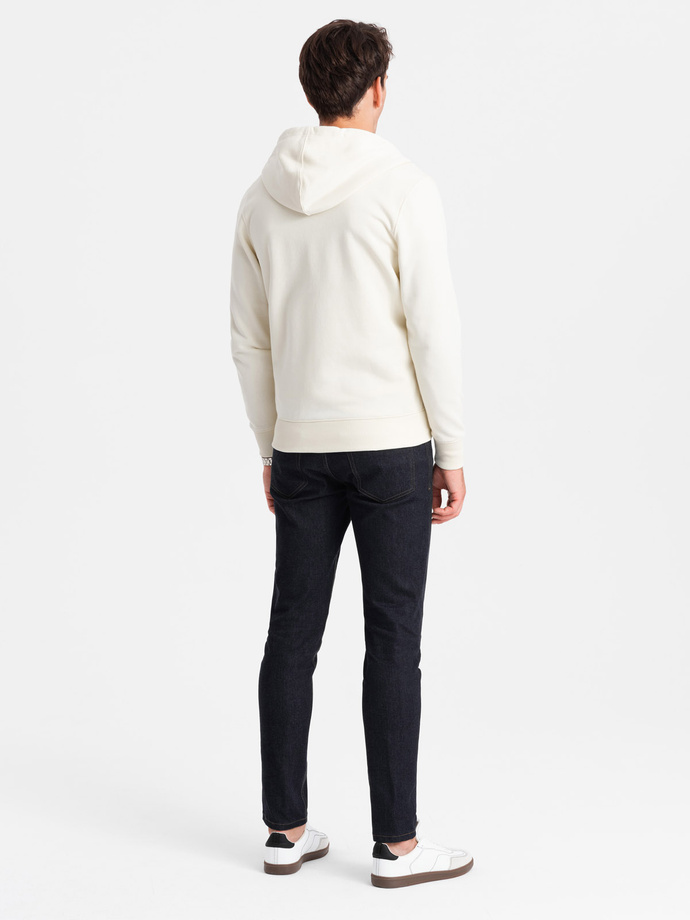 Męska rozpinana bluza dresowa BASIC – kremowa V5 OM-SSBZ-0160
