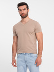 Men's BASIC classic cotton T-shirt with a v-neck - ash V21 OM-TSBS-0145