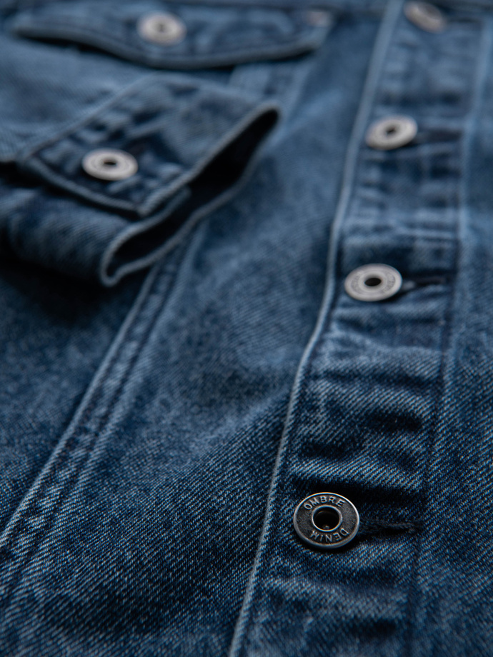Men's denim katana jacket with washem - blue V4 OM-JADJ-0219