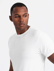 Men's SLIM FIT T-shirt with round neckline and logo - white V1 OM-TSCT-0220
