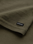 Men's cotton longsleeve with buttons at the neckline - dark olive V1 OM-LSCL-0107