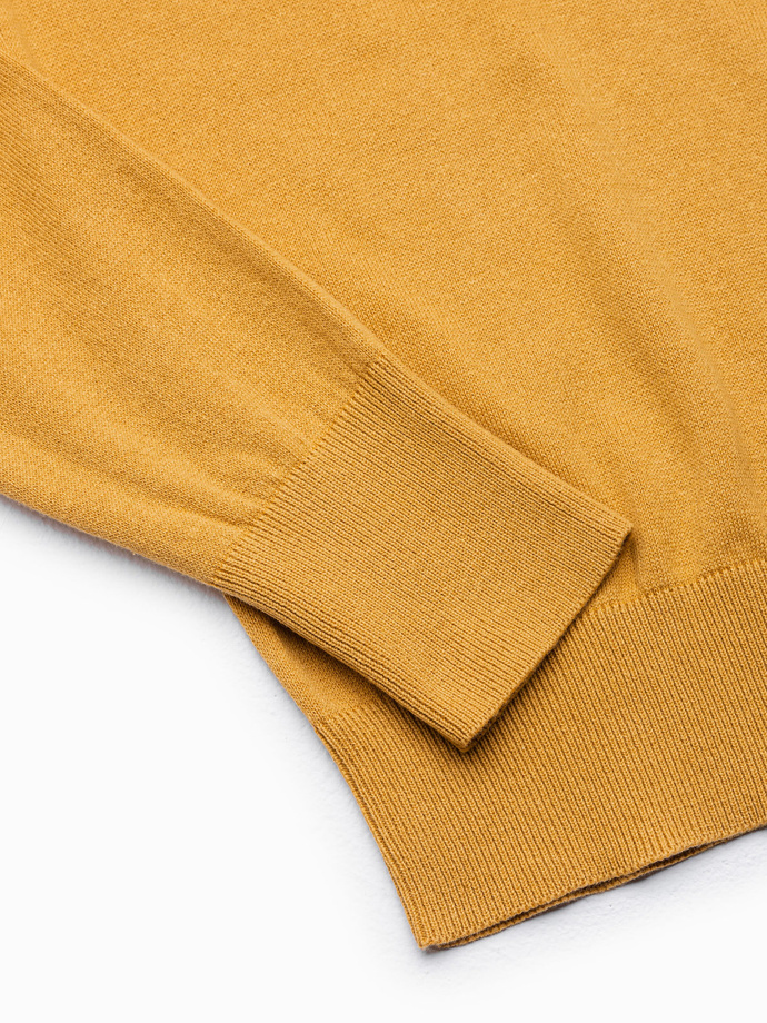 Sweter męski z kapturem - musztardowy V4 E187