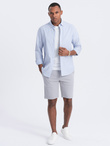 Męskie szorty ze strukturalnej dzianiny SLIM FIT - jasnoszare V4 OM-SRCS-0126