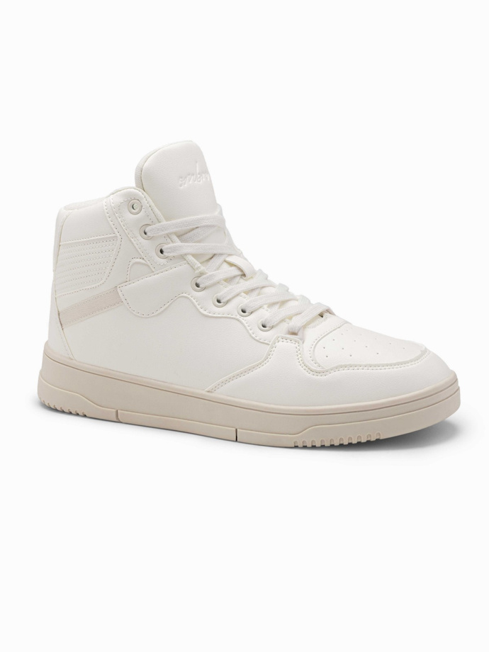 Męskie buty sneakersy z wysoką cholewką – białe V1 OM-FOSH-0139