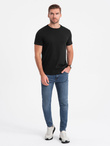 Klasyczny T-shirt męski bawełniany BASIC - czarny V1 OM-TSBS-0146