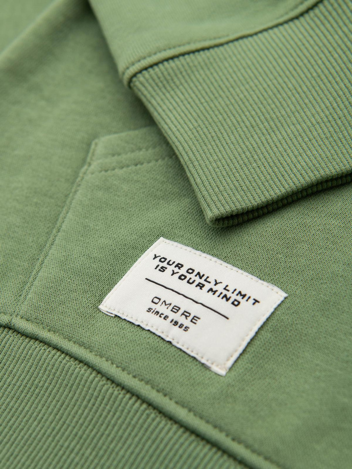 Men's BASIC kangaroo sweatshirt with hood - green V3 B1674