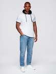 Men's SLIM FIT T-shirt with round neckline and logo - white V1 OM-TSCT-0220