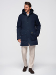 Men's quilted jacket with jacket cut - black V3 OM-JALP-0188