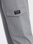 Men's pants with cargo pockets and leg hem - grey V4 OM-PACG-0189